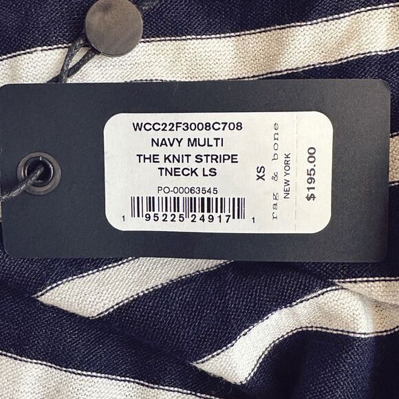 rag & bone The Knit Stripe Cropped Turtleneck Top - Size XS - Picture 6 of 6